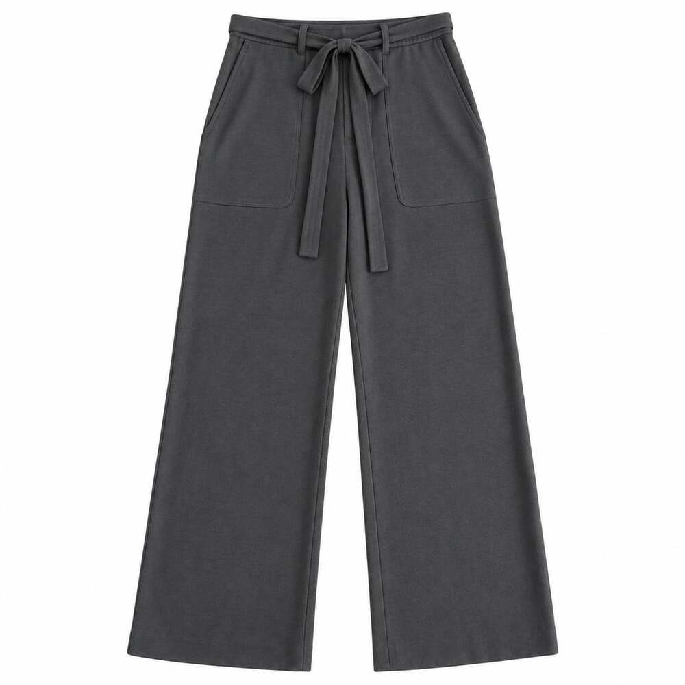 Banana Republic Charcoal Gray Wide Leg Pants Size 2 Stretch Tie Waist Trousers